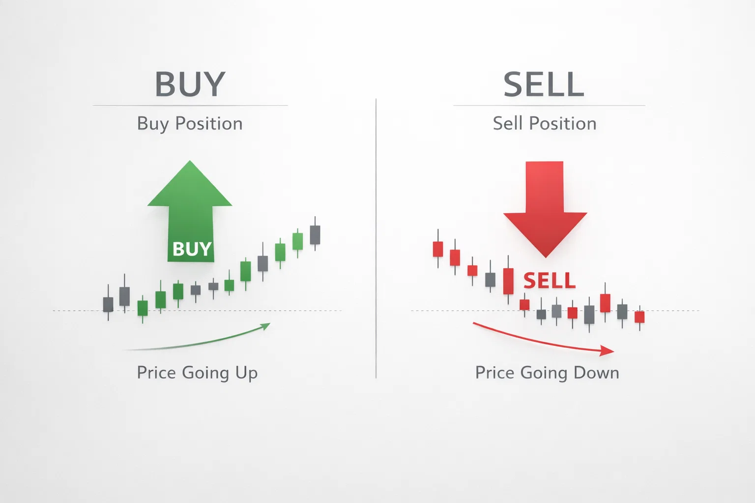 Sch&eacute;ma illustrant le concept d'achat et vente de positions