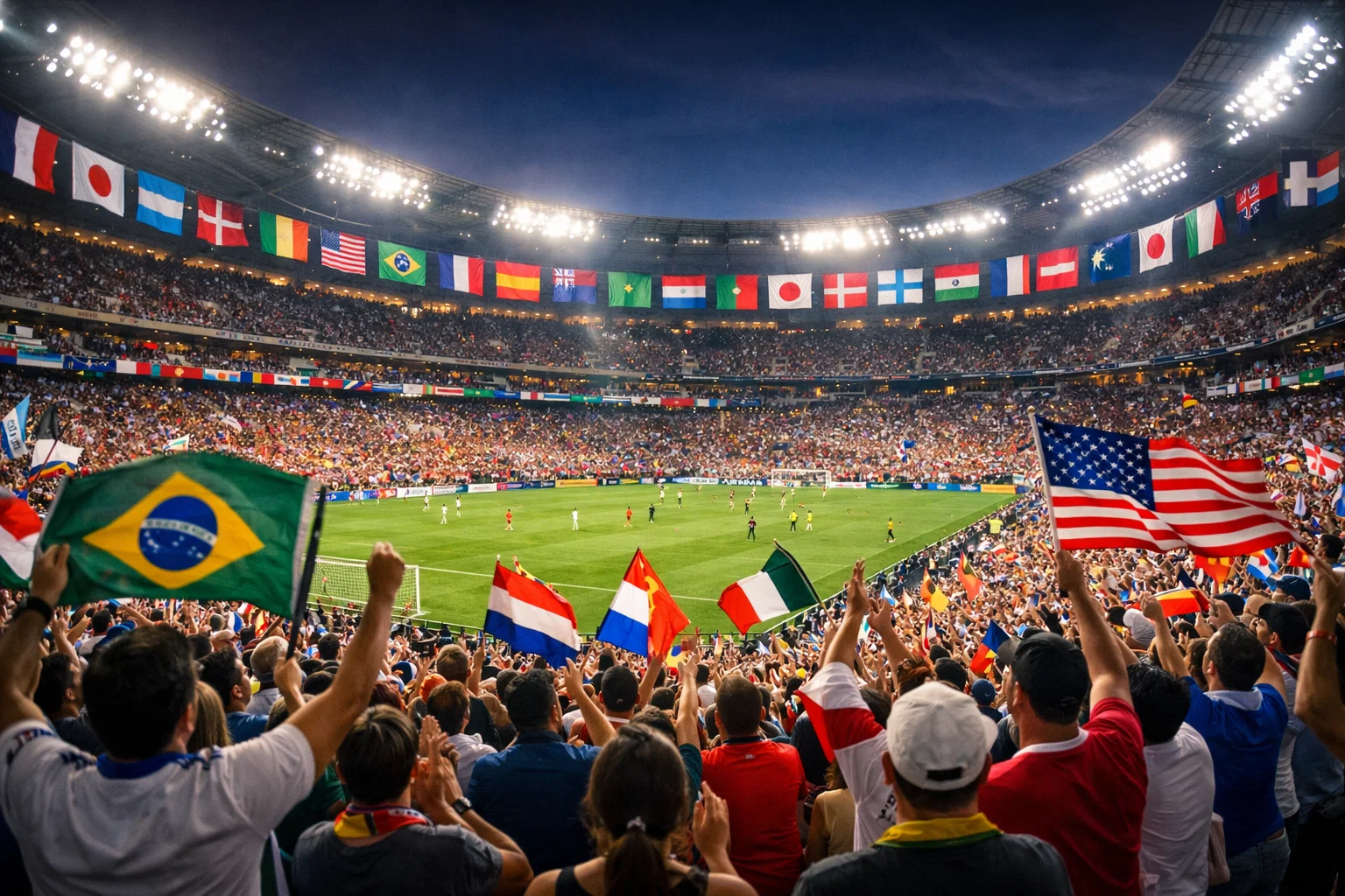 Stade rempli de supporters lors d'une grande compétition internationale