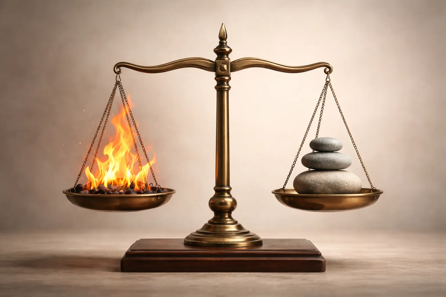 Balance symbolique repr&eacute;sentant l'&eacute;quilibre entre engagement et recul &eacute;motionnel