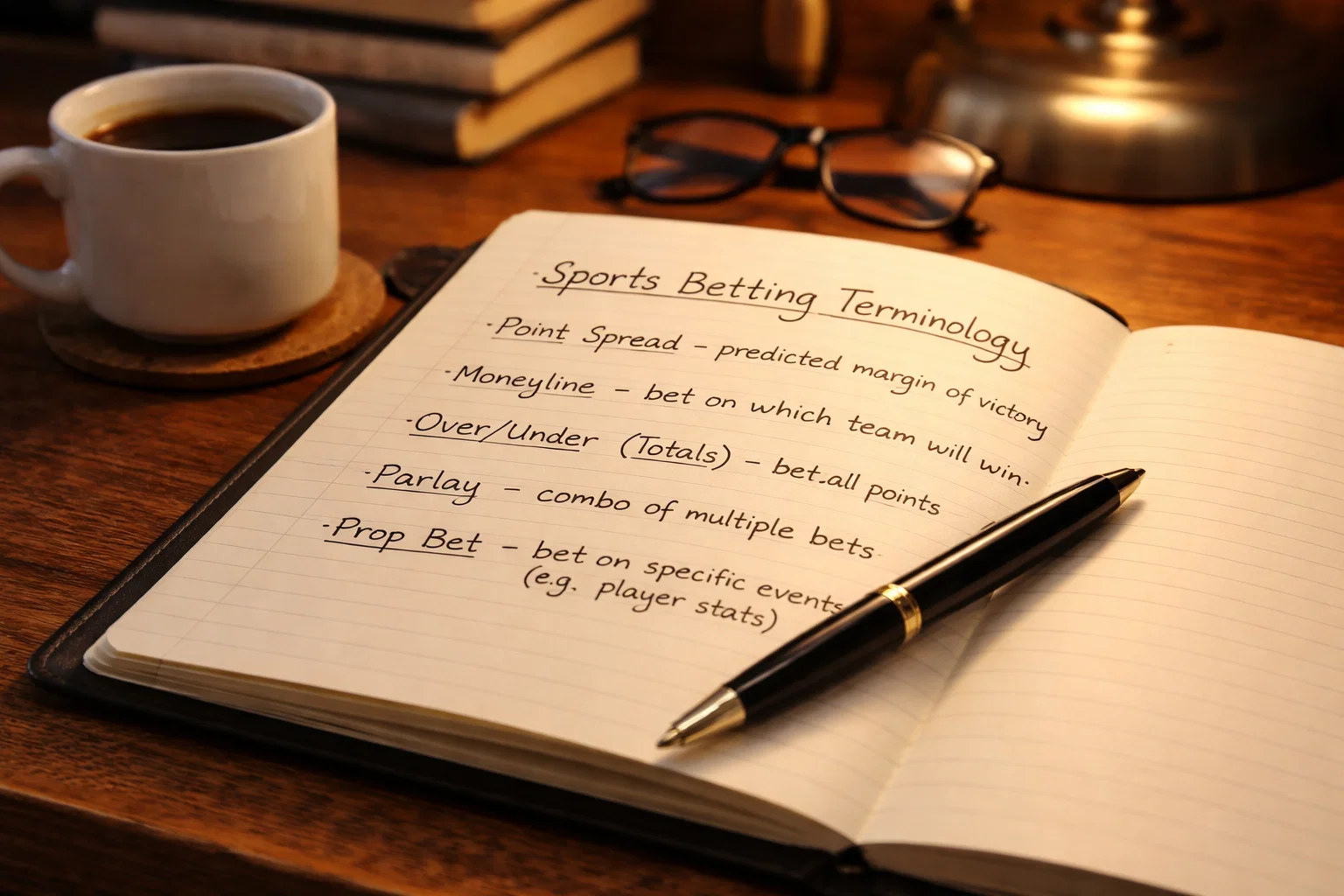 Livre ouvert sur un bureau avec des notes sur les paris sportifs