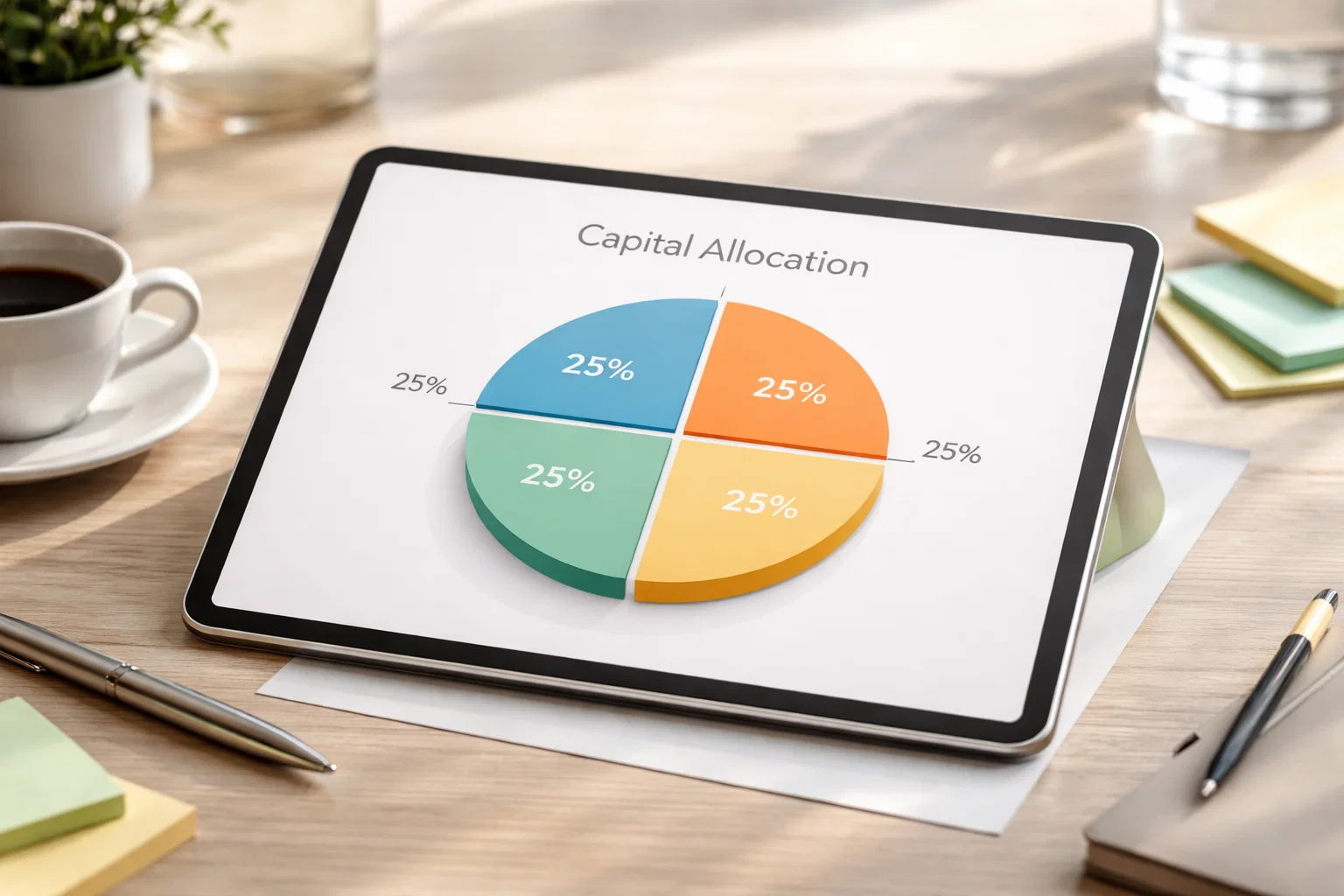 Repr&eacute;sentation visuelle de la division d'un capital en unit&eacute;s &eacute;gales