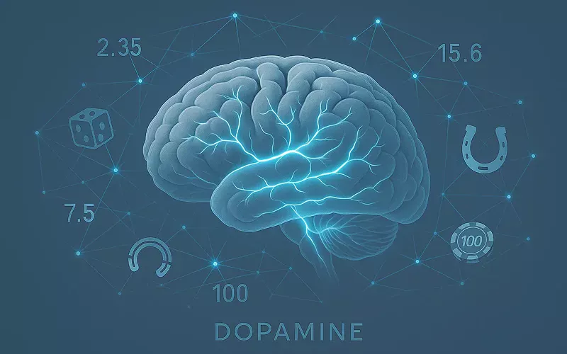 Illustration du cerveau humain montrant les circuits de dopamine activ&eacute;s par les paris