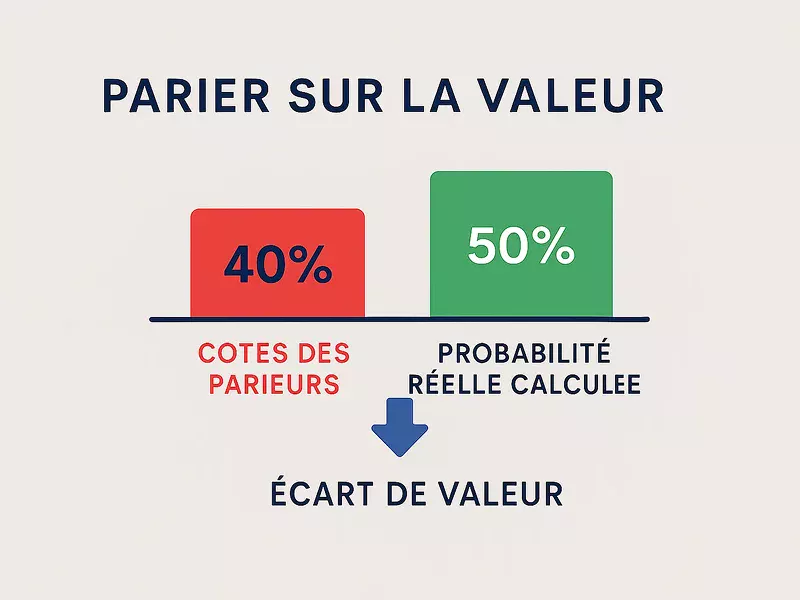 Infographie expliquant le concept de value bet avec comparaison des cotes